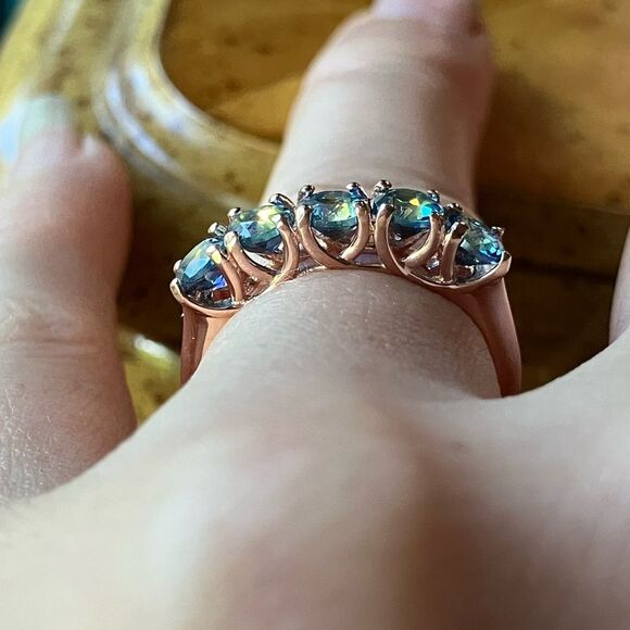 Genuine Blue Mystic Topaz Sterling Silver Ring Size 6 - Picture 2 of 8